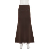 EVE Lace Patchwork Ruched Long Skirts GPKJ-MR50125