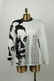 EVE Contrast Color Print Loose Top YWXS-K25L1262