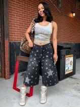 EVE Plus Size Star-Patched Embroidered Straight Jeans GYLN-7705
