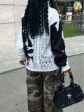 EVE Contrast Color Print Loose Top YWXS-K25L1262