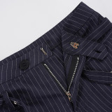 EVE Fashion Stripe Belt Straight Pants GPKJ-MR49906