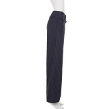 EVE Fashion Stripe Belt Straight Pants GPKJ-MR49906