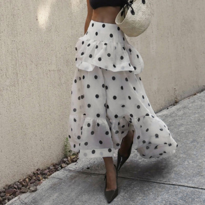 EVE Polka Dot Print Irregular Long Skirts GPKJ-MR43545