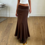 EVE Lace Patchwork Ruched Long Skirts GPKJ-MR50125
