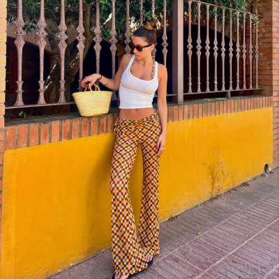 EVE Floral-Print Lace Up Pants GPKJ-MR50203