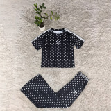VIP1 Polka Dot Print Embroidered Sports Two-Piece Set GYSF-5348