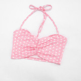 EVE Polka Dot Print Halterneck Two Piece Pants Set(With Headscarf) MXBF-Q26ST076