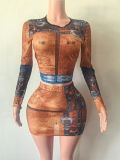 Pre Order: About 7 work days shipping Print Mesh Skirt Suit YUEM-202664