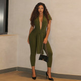 EVE Deep V Neck Sleeveless Skinny Jumpsuit SHD-8507