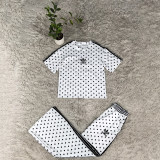 VIP1 Polka Dot Print Embroidered Sports Two-Piece Set GYSF-5348