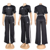 VIP1 Polka Dot Print Embroidered Sports Two-Piece Set GYSF-5348