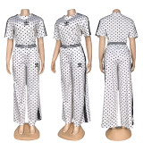 VIP1 Polka Dot Print Embroidered Sports Two-Piece Set GYSF-5348