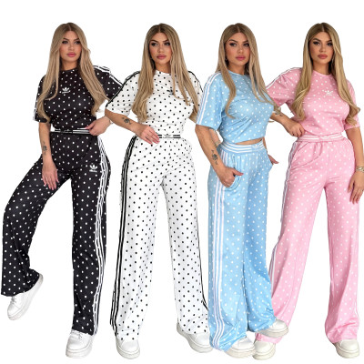 VIP1 Polka Dot Print Embroidered Sports Two-Piece Set GYSF-5348