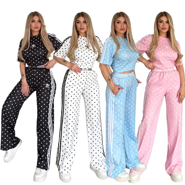 VIP1 Polka Dot Print Embroidered Sports Two-Piece Set GYSF-5348