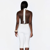 EVE Solid Color Halterneck Backless Seventh Jumpsuit SHD-8504