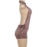 EVE Leopard Print Backless Romper XEF-K6Q12868A