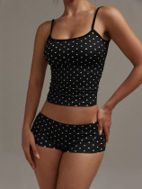 EVE Polka Dot Print Sport Two Piece Short Set GXIY-K26L2594