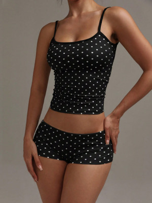 EVE Polka Dot Print Sport Two Piece Short Set GXIY-K26L2594