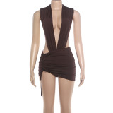 EVE Sexy Deep V Neck Mini Dress XEF-K6S13989A