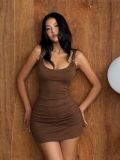 EVE Solid Color Sling Backless Mini Dress GXIY-K26L2790