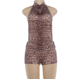 EVE Leopard Print Backless Romper XEF-K6Q12868A