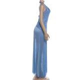 EVE Halterneck Sequin Tassel Maxi Dress XEF-K6D11483A