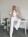 VIP1 Polka Dot Print Embroidered Sports Two-Piece Set GYSF-5348
