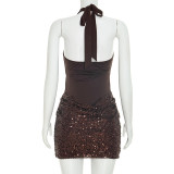 EVE Sleeveless Sequin Backless Mini Dress GSZM-J26DS293