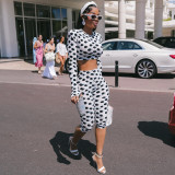 EVE Polka Dot Print Long Sleeve Two Piece Pants Set DLSF-K6S13175A