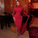 EVE Solid Color Long Sleeve Maxi Dress GDSF-D26DS287