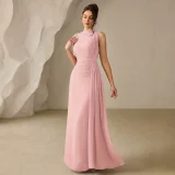 EVE Solid-Color Chiffon Sleeveless Maxi Dress GXRF-QC170