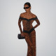 EVE Leopard Print Long Sleeve Maxi Dress DLSF-K6D11938A