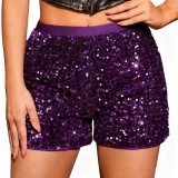 EVE Solid Color Sequin Shorts GXRF-QC0166