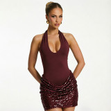 EVE Sleeveless Sequin Backless Mini Dress GSZM-J26DS293