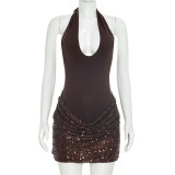 EVE Sleeveless Sequin Backless Mini Dress GSZM-J26DS293