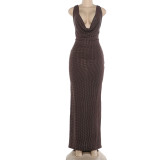 EVE Sexy Sequin Backless Maxi Dress DLSF-K6D13690A