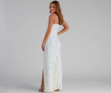 EVE Single Shoulder Sequin Split Evening Dress GXRF-QC173