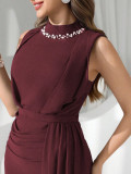 EVE Solid-Color Chiffon Sleeveless Maxi Dress GXRF-QC170