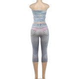 VIP1 Embroidered Bustier Top and Pants Set GZJQ-K6S12865A