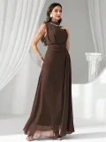 EVE Solid-Color Chiffon Sleeveless Maxi Dress GXRF-QC170