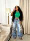EVE Plus Size Camouflage Patchwork Holes Loose Jeans GYLN-3110