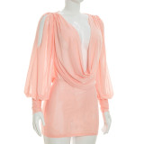 EVE Solid Color Backless Mini Dress GSZM-J26DS261