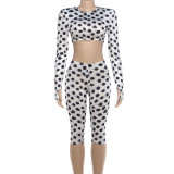 EVE Polka Dot Print Long Sleeve Two Piece Pants Set DLSF-K6S13175A