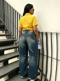 EVE Plus Size Fashion Straight Jeans GYLN-4040