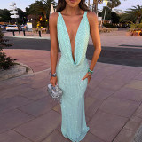 EVE Sexy Sequin Backless Maxi Dress DLSF-K6D13690A
