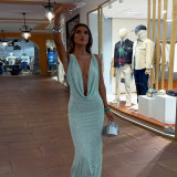 EVE Sexy Sequin Backless Maxi Dress DLSF-K6D13690A