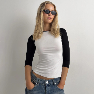 EVE Contrast Color Long Sleeve T Shirt GSBW-Y26TP290