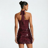 EVE Sleeveless Sequin Backless Mini Dress GSZM-J26DS293