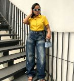 EVE Plus Size Fashion Straight Jeans GYLN-4040