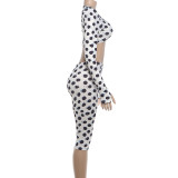 EVE Polka Dot Print Long Sleeve Two Piece Pants Set DLSF-K6S13175A